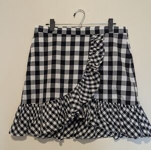 J. Crew gingham mini skirt with ruffle